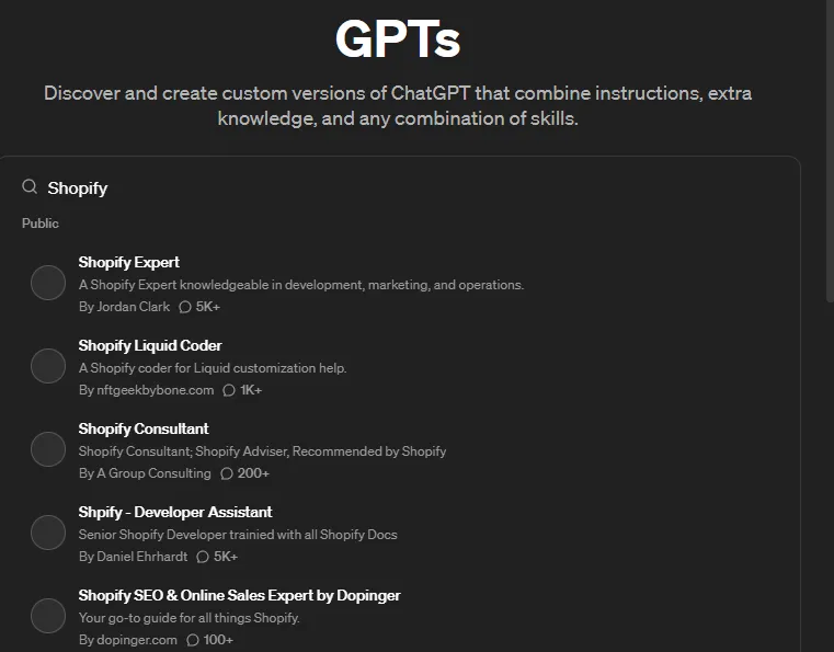 gpts store search