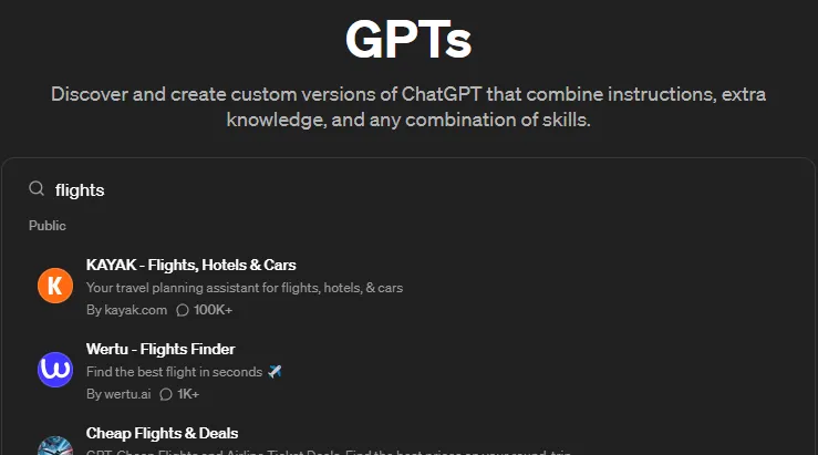 search flights gpts